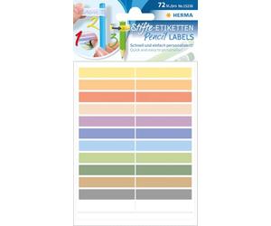 HERMA 15238 Etichette per penne per bambini (10 x 46 mm, 780 adesivi per nome, carta opaca), autoadesive permanenti per penne, righelli, scuola, asilo, astuccio, multicolore