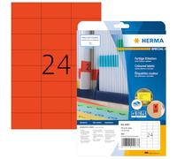 HERMA 15360 etichette autoadesive colorate, 24 etichette per foglio A4, 640 fogli, 70 x 37 mm, 15360 etichette, bianche rimovibili, per stampanti laser e a getto d'inchiostro, colore rosso