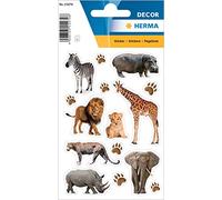 HERMA 15478 - Adesivi per bambini, motivo: animali esotici, 36 pezzi, carta opaca, autoadesivi, permanenti, per ragazze e ragazzi, colorati