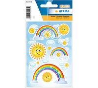 HERMA 15535 - Adesivi glitterati per bambini, arcobaleno/arcobaleno (15 adesivi, pellicola glitterata), autoadesivi, permanenti, per ragazze e ragazzi, colorati