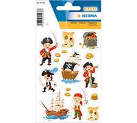 HERMA 15536 adesivi pirati piccoli, 16 pezzi, nave pirata con scrigno del tesoro, per bambini, etichette per album fotografici, album di poesie, scrapbooking, compleanno, decorazione per lettere, fai