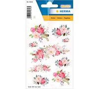 HERMA 15616 - Adesivi in seta per bambini, motivo peonie, 9 pezzi, in tessuto, opachi, autoadesivi, permanenti, per ragazze e ragazzi, colorati