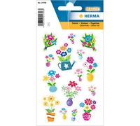 HERMA 15706-15 adesivi glitterati per bambini, motivo floreale, autoadesivi, permanenti, per ragazze e ragazzi, colorati