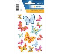 HERMA 15732 - Adesivi per bambini, motivo: farfalle con glitter fini, 28 pezzi, carta, glitter, autoadesivi, permanenti, per ragazze e ragazzi, colorati