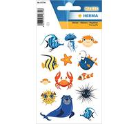 HERMA 15734 - Adesivi per bambini, motivo: scacchi marini, 13 pezzi, in plastica, opachi, autoadesivi, permanenti, per ragazze e ragazzi, colorati