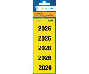 HERMA 1686 Year Numbers Stickers 2026 for Folders, Pack of 100, 60 x 26 mm, 5 pe