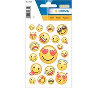 HERMA 19 adesivi gonfi per bambini, motivo: sorriso felice (19 adesivi, in plastica, opachi), autoadesivi, permanenti, per ragazze e ragazzi, colorati