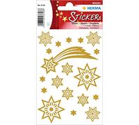 HERMA 19 adesivi natalizi, stelle + coda (19 adesivi, laminati, glitterati), etichette autoadesive per decorazioni natalizie, etichette adesive permanenti per Natale, regali, artigianato, calendario