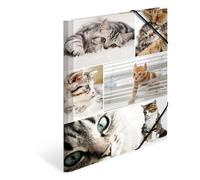 HERMA 19212 - Cartellina portadocumenti formato DIN A4, motivo: gatti, in cartone resistente, con stampa interna completa, elastici, per bambini e bambine