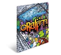 HERMA 19239 ArtLine Graffiti - Cartellina portadocumenti, formato DIN A3, in plastica resistente, con linguette interne stampate ed elastico, per bambini, ragazzi e ragazze