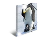 HERMA 19335 patinati Sammelmappe DIN A3 plastica, serie Animali, motivo: Pinguini, segno Mappe Con con elastici in gomma, con stampa interna, 1 pezzi