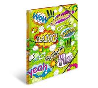 HERMA 19375 ArtLine Fumetti - Cartellina portadocumenti, formato DIN A4, set da 3, in plastica resistente, con linguette interne stampate ed elastico, per bambini, ragazzi e ragazze