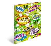 HERMA 19377 ArtLine Fumetti - Cartellina portadocumenti, formato DIN A3, set da 3, in plastica resistente, con linguette interne stampate ed elastico, per bambini, ragazzi e ragazze