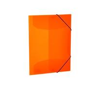 HERMA 19656 - Cartelline portadocumenti formato A4, in plastica, con angoli per bambini, con alette interne ed elastico, set da 3 pezzi, colore: arancione fluo trasparente