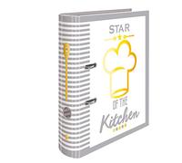 HERMA 19662 - Raccoglitore per ricette con scritta "Star of the Kitchen", formato A4, 7 cm di larghezza, libro di ricette con registro per rilegatura, motivo ad anelli con stampa interna per cucina e
