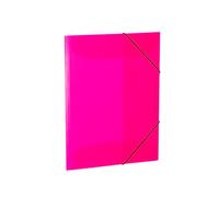 HERMA 19698 - Cartellina portadocumenti in formato A3, in plastica robusta, lavabile, resistente, con alette interne e cinghia elastica, per bambini, ragazzi e ragazze, colore: rosa fluo traslucido