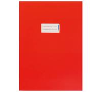 HERMA 19748 - Copertina per quaderni, formato A4, in cartone rosso, 10 pezzi, con etichetta in carta robusta e extra resistente, per quaderni scolastici, colorati