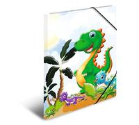 HERMA 19795 Cartellina portadocumenti formato DIN A3, “Dinosauri” in cartone resistente, con stampa interna completa, elastici, per bambini e bambine