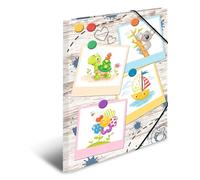 HERMA 19796 Cartellina portadocumenti formato DIN A3 per l'asilo, “Amici della sabbiera”, in cartone resistente, con stampa interna completa, elastici, per bambini e bambine