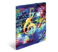 HERMA 19835 ArtLine Musica - Cartellina portadocumenti, formato DIN A4, set da 3, in plastica resistente, con linguette interne stampate ed elastico, per bambini, ragazzi e ragazze