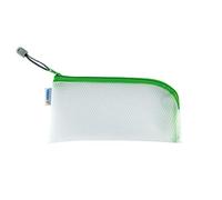 HERMA 20004 Trousse per cosmetici con cerniera, trasparente (23 x 11 cm) piccola tasca richiudibile con cerniera per cellulare, cavo di ricarica, liquidi, penne, chiavi, borsa da toilette in verde