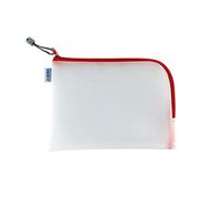 HERMA 20008 Borsa da toilette con cerniera A5, trasparente (26 x 20 cm) piccola custodia con cerniera per cellulare, liquidi, trucco, spazzolino da denti, borsa per cosmetici in rosso