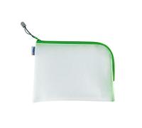 HERMA 20010 Borsa da toilette con cerniera A5, trasparente (26 x 20 cm) piccola custodia con cerniera per cellulare, liquidi, trucco, spazzolino da denti, borsa per cosmetici in verde