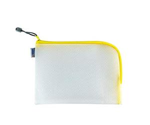 HERMA 20011 Borsa da toilette con cerniera A5, trasparente (26 x 20 cm) piccola custodia con cerniera per cellulare, liquidi, trucco, spazzolino da denti, borsa per cosmetici in giallo