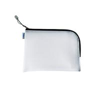 HERMA 20021 Borsa da toilette con cerniera A5, trasparente (26 x 20 cm) piccola custodia con cerniera per cellulare, liquidi, trucco, spazzolino da denti, borsa per cosmetici in nero