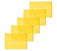 HERMA 20052 - Portadocumenti A5 trasparenti gialle, piccole buste trasparenti con bottone a pressione, buste in plastica per scuola, università, ufficio, viaggi, 5 pezzi