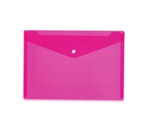 HERMA 20075 - Cartellina portadocumenti, formato A4, colore: Rosa trasparente, con chiusura a pressione, in plastica, per scuola, università, ufficio, viaggio