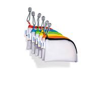 HERMA 20246, custodia da viaggio con cerniera, formato A7, trasparente, multicolore, 10 pezzi, piccole tasche con chiusura lampo, borse colorate per cellulare, cavo di ricarica, cosmetici, penne,