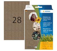 HERMA 2071 - Etichette multiuso in carta erba, 24 fogli, 13 x 40 mm, 28 pezzi per foglio, 672 adesivi, autoadesive, etichette per la casa, carta silfia, colore marrone naturale