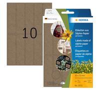HERMA 2072 - Etichette multiuso in carta erba, 24 fogli, 20 x 75 mm, 10 pezzi per foglio, 240 adesivi, autoadesive, etichette per la casa, carta silfia, colore marrone naturale