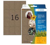 HERMA 2073 - Etichette multiuso, 24 fogli, 25 x 40 mm, 16 pezzi per foglio, 384 adesivi, autoadesive, per la casa, per scrivere, opache, in carta di silfia, colore marrone naturale
