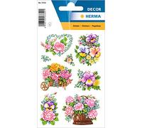 HERMA 3354 - Adesivi per fiori per bambini, stile nostalgico, 24 pezzi, carta opaca, autoadesivi, etichette adesive permanenti per ragazze e ragazzi, colorati