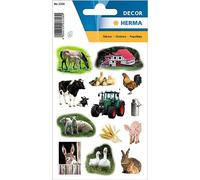 HERMA 3358 Adesivi Animali della Fattoria (39 Adesivi, Carta, Opaco) Autoadesivi, Permanenti, Etichette per Bambine e Ragazzi Colorati