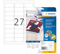 HERMA 4233 Etichette autoadesive anti manomissione, 27 etichette per foglio A4, 800 fogli, 63,5 x 29,6 mm, 21600 etichette, etichette bianche con pellicola speciale, etichette adesive per stampante