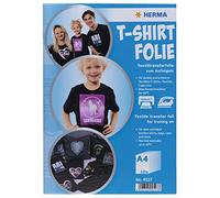 HERMA 4527 - Pellicola di trasferimento per tessuti scuri e neri, formato A4 (210 x 297 mm, 10 fogli, opaca), per stampa e termoadesiva, stampabile, per stampante a getto d'inchiostro/a getto d'inchiostro