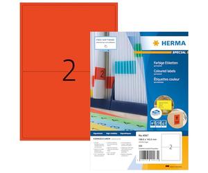HERMA 4567 Etichette colorate DIN A4, set da 14 (199,6 x 143,5 mm, 1.400 fogli, opache), autoadesive, stampabili, permanenti, etichette colorate, 2.800 etichette adesive, rosso