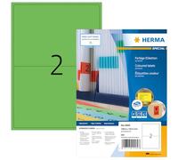 HERMA 4569 Etichette colorate DIN A4, set da 14 (199,6 x 143,5 mm, 1.400 fogli, opache), autoadesive, stampabili, permanenti, etichette colorate, 2.800 etichette adesive, verde