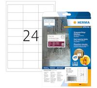 HERMA 4582 Weatherproof Film Labels DIN A4, Set of 32 (66 x 33.8 mm, 320 Sheets, Polyester Film, Matte) Self-Adhesive, Printable, Extremely Strong Adhesive Film, 7,680 Adhesive Labels, White