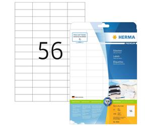 HERMA 5052 Self Adhesive Multipurpose Labels, 56 Labels per A4 Sheet, 25 Sheets,