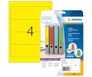 HERMA 5096 Etichette autoadesive per dorso del dorso, 4 etichette per foglio A4, 640 fogli, 192 x 61 mm, 2560 etichette, etichette vuote per cartelle con archivio, etichette adesive per stampanti