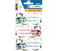 Herma 5512 Etichette adesive scrivibili per quaderni, per la scuola, con motivi stampati, dimensioni: 7,6 x 3,5 cm, confezione da 9 etichette scarpe da ginnastica Chuck