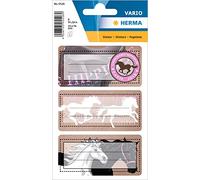 Herma 5512 Etichette adesive scrivibili per quaderni, per la scuola, con motivi stampati, dimensioni: 7,6 x 3,5 cm, confezione da 9 etichette Cavalli