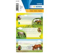 HERMA 5568 - Etichette per libri da scrivere con cavalli, 6 pezzi, 76 x 35 mm, autoadesive, a righe, per scuola, bambini, ragazze, ragazzi, multicolore