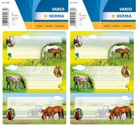 HERMA 5568 - Etichette per libri da scrivere con cavalli, 6 pezzi, 76 x 35 mm, autoadesive, a righe, per scuola, bambini, ragazze, ragazzi, multicolore (Confezione da 2)