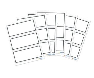 HERMA 5711 - Etichette per libri da scrivere su bordo grigio neutro, 18 pezzi, 82 x 36 mm, autoadesive, per scuola, bambini, ragazze, ragazzi, etichette bianche per libri