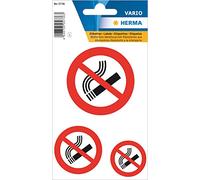 HERMA 5736 Etichette per Note con Stampa Non Fumare, Resistenti alle intemperie (Diametro 57 mm, Diametro 40 mm, Diametro 30 mm, 1 Foglio, Pellicola, Opaca), autoadesive, Etichette di Testo adesive